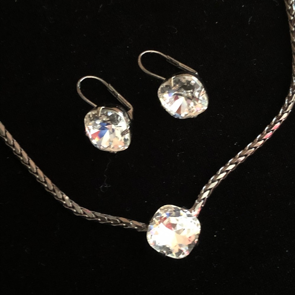 Handmade gunmetal gray and clear crystal jewelry